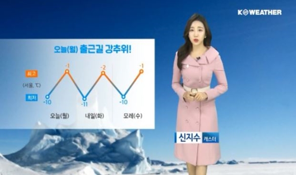 월요일인 오늘(17일) 서울의 아침 최저 기온 영하 10℃ 안팎의 강추위를 보이겠다. /케이웨더