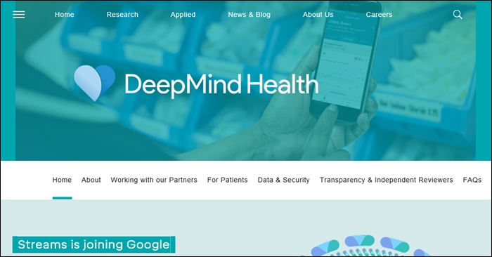 구글이 딥마인드헬스 사업을 흡수키로 결정하면서, 환자정보 유출우려가 제기되고 있다. 사진은 딥마인드헬스 홈페이지.