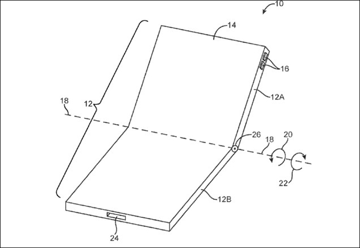 애플이 출원한 폴더블폰 관련 특허. / 미국 특허청(USPTO)