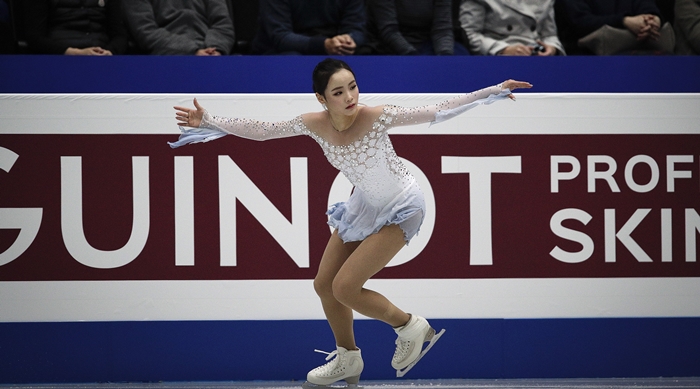 한국 피겨스케이팅 여자 싱글 임은수가 2019 국제빙상경기연맹(ISU) 세계피겨선수권대회에서 쇼트프로그램 5위에 올랐다. / AP뉴시스