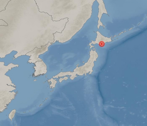 28일, 기상청에 따르면 오전 2시 25분께 일본 홋카이도 구시로 서남서쪽 132km 지역에서 규모 5.6으로 추정되는 지진이 발생했다. / 사진 출처=기상청