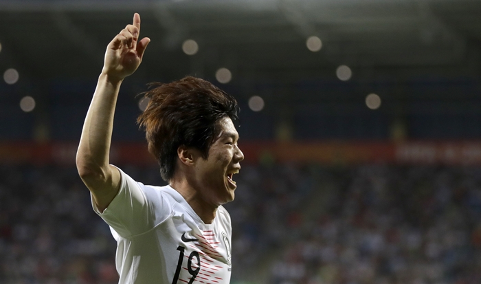 한국 축구대표팀이 2019 U-20 월드컵 결승에 진출했다. 사진은 골 세리머니를 하고 있는 최준. /AP뉴시스