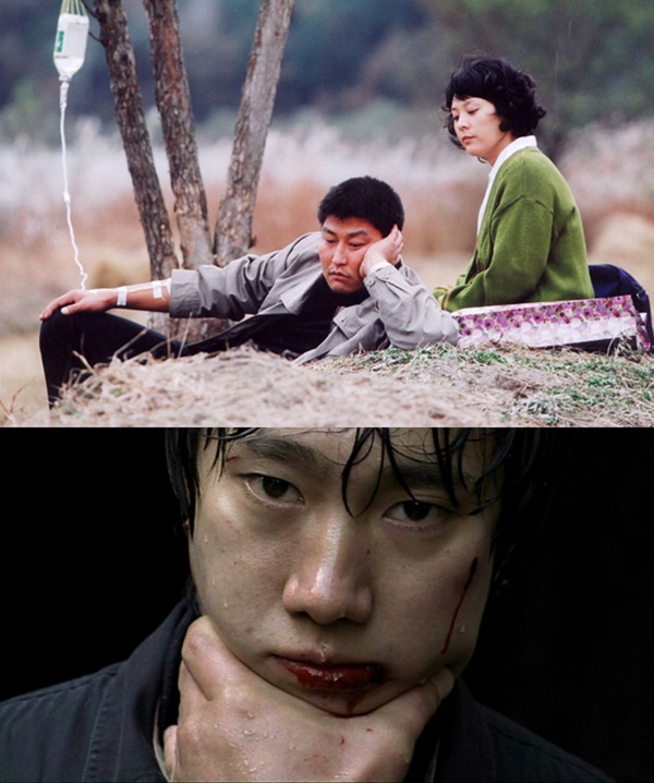영화 ‘살인의 추억’(2003, 감독 봉준호) 배우 송강호(위 왼쪽)과 전미선, 박해일 스틸컷. /네이버 영화