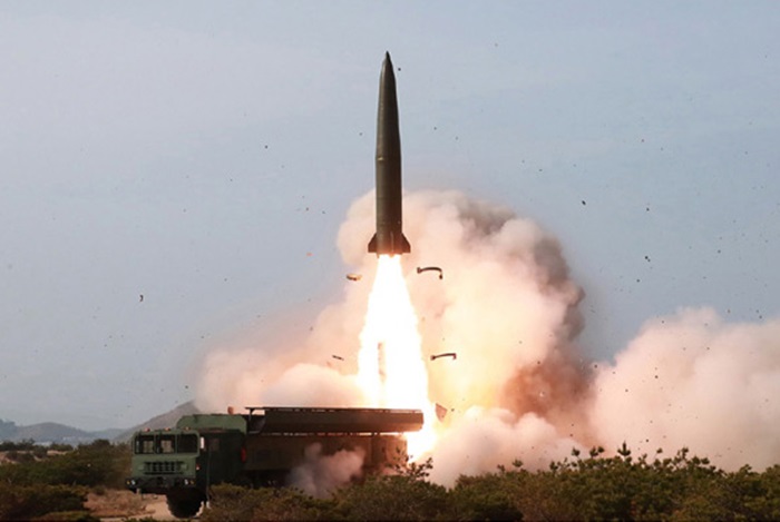 북한이 지난 5월 발사한 미사일의 모습. 북한판 이스칸데르 미사일로 추정되고 있다. /노동신문-뉴시스