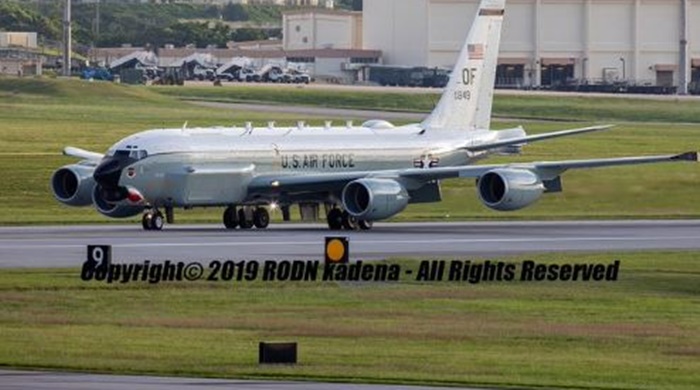오키나와 미 공군기지로 이동한 RC-135U 컴벳 센트. /에어크래프트스팟 트위터 캡쳐