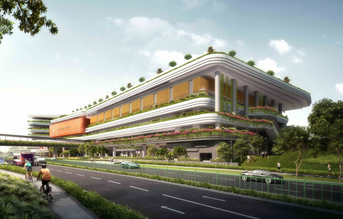 현대건설이 1월 중동과 동남아 지역에서 1조5,000억원 가량의 수주를 거뒀다. 사진은 현대건설이 7일 수주한 싱가포르 풍골 스포츠센터 조감도./현대건설