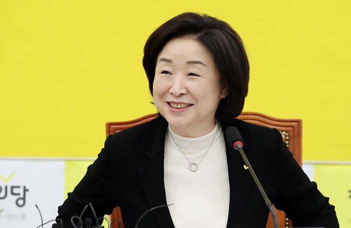 심상정 정의당 대표가 지난 9일 서울 여의도 국회에서 열린 상무위원회에서 미소짓고 있다. /뉴시스