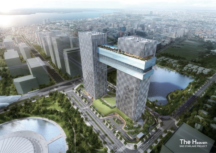 롯데건설(대표이사 하석주)은 4월 24일 베트남 수도 하노이 서호 인근 스타레이크 신도시 부지에 6성급 호텔을 조성하는 3,500억원 규모의 SND 스타레이크 프로젝트(SND STARLAKE PROJECT) 신축공사를 수주했다고 밝혔다. 사진은 SND 스타레이크 프로젝트 조감도 / 롯데건설