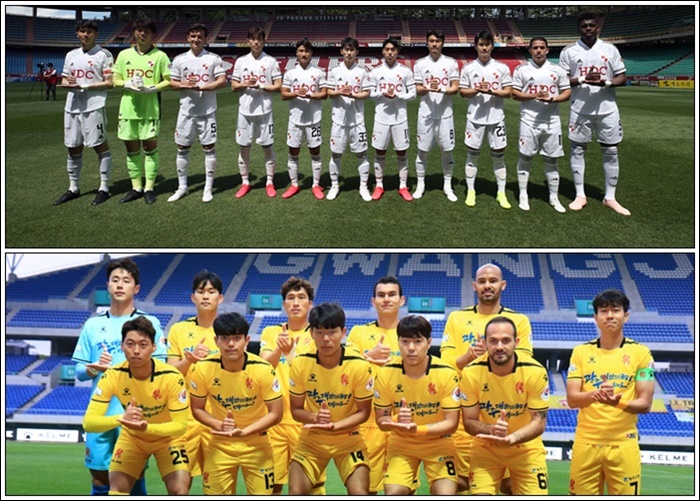 올 시즌 K리그1으로 승격한 부산아이파크(위)와 광주FC(아래)가 1라운드에서 모두 패배했다./부산아이파크·광주FC