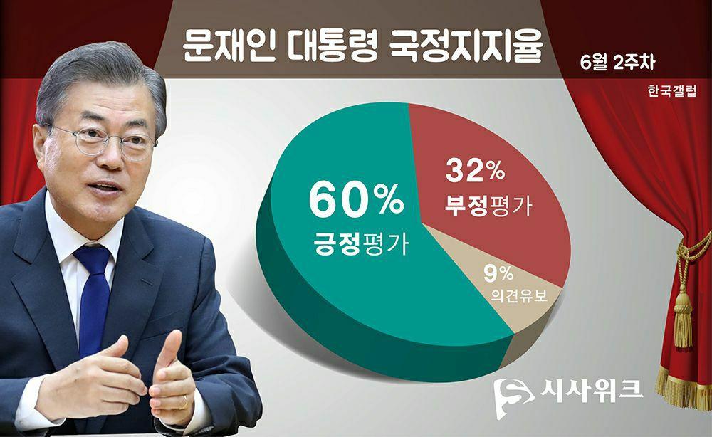 한국갤럽이 12일 공개한 문재인 대통령의 국정지지율. /그래픽=김상석 기자