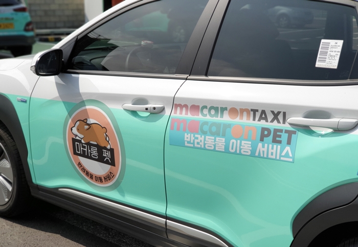 KST모빌리티가 운영하는 ‘마카롱택시’는 반려동물과 함께 탑승할 수 있는 ‘마카롱 펫 택시’를 최근 선보였다. /KST모빌리티