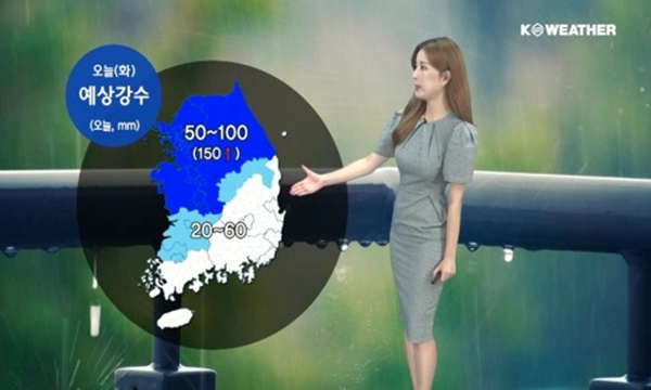 오늘(11일‧화) 중부와 전북에 많은 비가 내리겠다. /온케이웨더