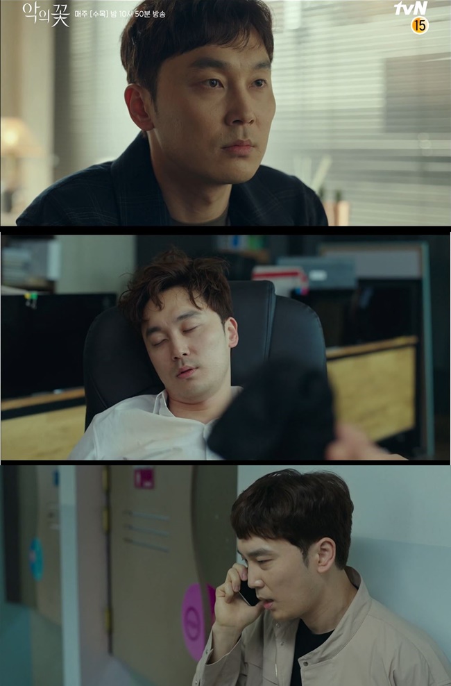 브라운관 첫 주연작인 ‘악의 꽃’에서 존재감을 유감없이 발휘 중인 서현우. /tvN ‘악의 꽃’ 캡처