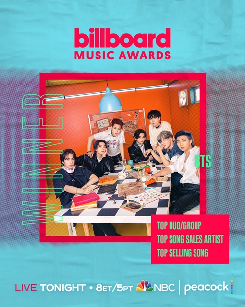 그룹 방탄소년단(BTS)이 빌보드 뮤직 어워즈(Billboard Music Awards·BBMAs)에서 3관왕을 차지했다. /빌보드 뮤직 어워즈 공식 트위터