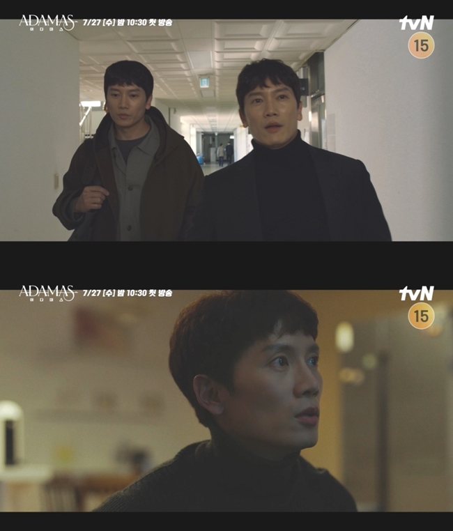 ‘아다마스’에서 1인 2역을 소화한 지성. /tvN ‘아다마스’ 티저 영상 캡처