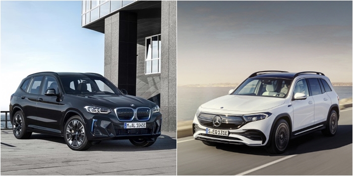 벤츠와 BMW가 전기차 시장에서도 격돌하고 있다. 사진은 BMW iX3(왼쪽) 및 벤츠 EQB. / BMW그룹 코리아, 메르세데스-벤츠 코리아