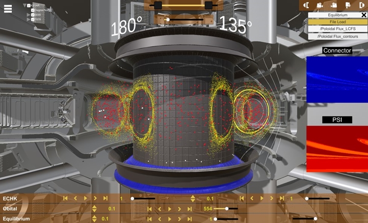 가상현실 핵융합로 ‘V-KSTAR’의 실제 구동 모습./ 한국핵융합에너지연구원