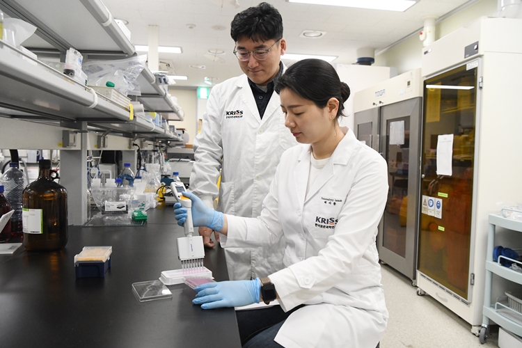 한국표준과학연구원 연구원들이 나노물질이 인체에 미치는 독성을 정확하게 평가할 수 있는 오가노이드 배양법 연구를 진행하고 있는 모습./ 한국표준과학연구원