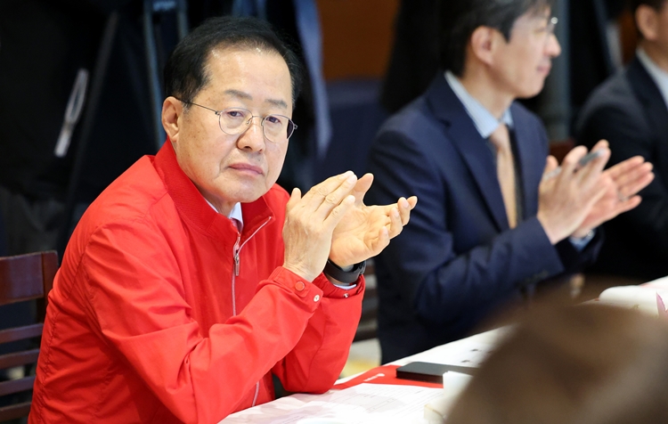 홍준표 대구시장이 윤석열 대통령을 상남자라고 표현한 것과 관련해 정치권의 비판이 고조되고 있다. / 뉴시스