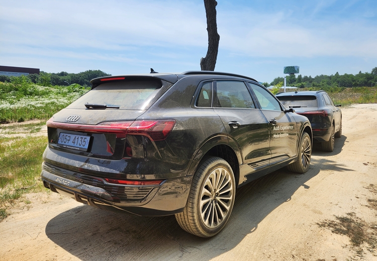 더 뉴 아우디 Q8 e-트론은 부분변경 모델인 만큼 큰 변화는 없지만, 휠과 리어 범퍼 형상을 새로운 모습으로 디자인해 보다 스포티한 느낌을 강조했다. / 여주=제갈민 기자