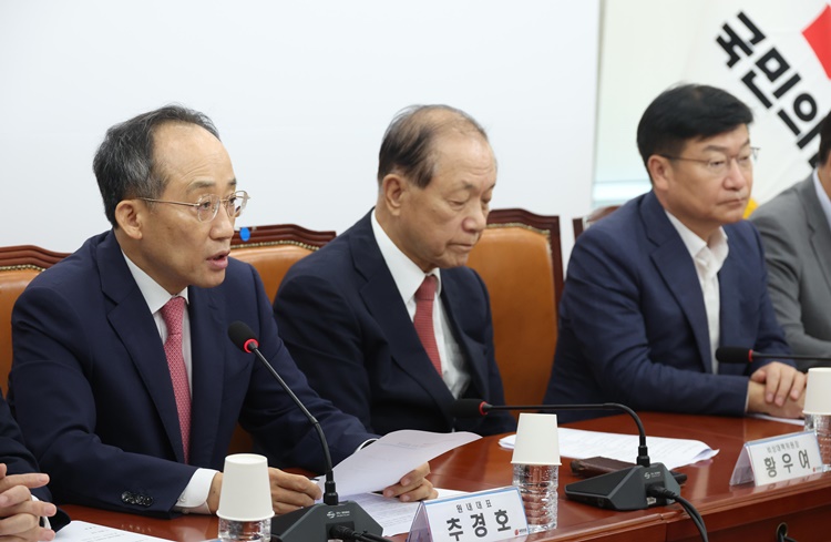 추경호 국민의힘 원내대표가 15일 오전 서울 여의도 국회에서 열린 비상대책위원회의에서 발언을 하고 있다.  /뉴시스