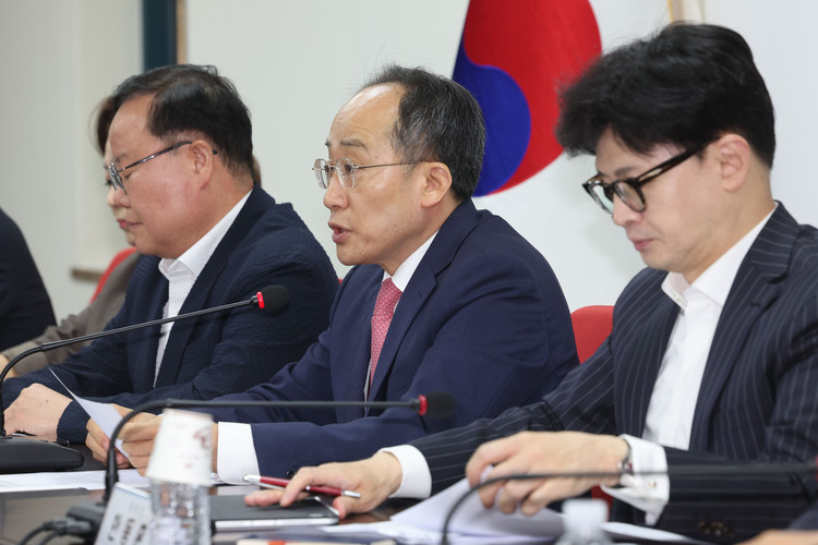 추경호 국민의힘 원내대표가 5일 오전 서울 여의도 국민의힘 당사에서 열린 최고위원회의에서 발언하고 있다.  /뉴시스