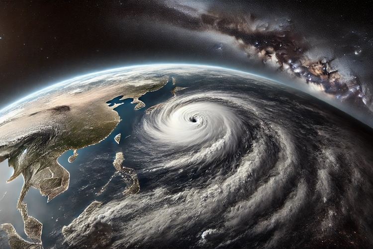 지구 기후변화가 가속화하면서 태풍 발생 빈도 및 성장 규모가 증가할 수 있다. 특히 일반 태풍보다 훨씬 큰 규모의 ‘슈퍼태풍(Super Typhoon)’의 출현이 잦아지고 있다는 것도 우려되는 점이다./ 생성형 AI를 활용해 제작한 이미지