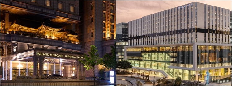 서울 마곡나루역 인근에 자리 잡은 머큐어 앰배서더 서울 마곡(오른쪽)은 공항철도와 접근성이 뛰어나며 김포국제공항과도 가까워 여행객들을 포함해 비즈니스 수요가 집중될 것으로 전망된다. 아울러 그랜드 머큐어 임피리얼 팰리스는 한국적인 미를 강조하면서 동시에 널찍한 레지던스 객실을 중심으로 방한 외국인 관광객을 공략하고 나섰다. / 그랜드 머큐어 임피리얼 팰리스, 머큐어 앰배서더 마곡