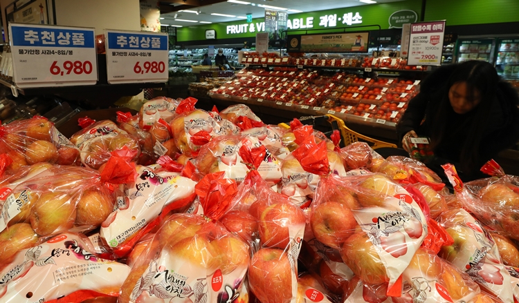 정부는 9일 최상목 대통령 권한대행 부총리 겸 기획재정부 장관 주재로 국정현안관계장관회의 겸 경제관계장관회의를 열고 '설 성수품 수급안정 대책'을 발표했다. 총 26만 5,000톤의 성수품을 공급해 명절 물가를 안정화 하겠다는 계획이다. / 뉴시스 