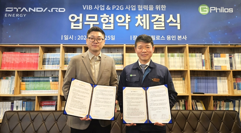 지필로스는 25일 본사 회의실에서 스탠다드에너지와 ‘VIB & PCS 개발과 공급을 위한 업무협약(MOU)’을 체결했다고 밝혔다. / 지필로스