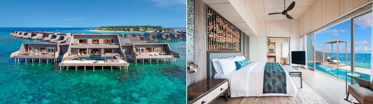 세인트레지스 몰디브 보믈리 리조트는 몰디브 내 럭셔리 리조트 중에서도 최고급 리조트로 평가받는 곳으로, 건기 시즌인 11~4월 기간 투숙 요금은 1박 기준 700만원에 육박하지만 메리어트 포인트를 이용하면 15만 포인트 안팎에 이용할 수 있다. / 메리어트 인터내셔널