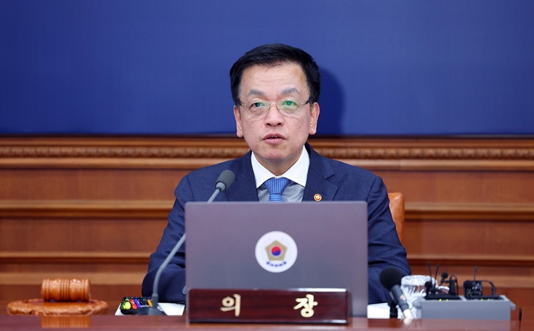 최상목 대통령 권한대행 부총리 겸 기획재정부 장관이 14일 정부서울청사에서 열린 임시 국무회의에서 발언하고 있다. / 뉴시스