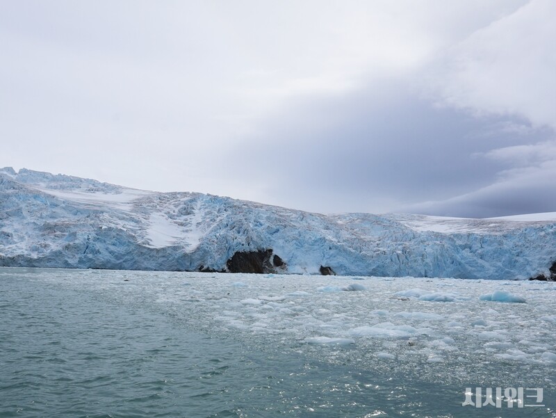 마리안소만은 세종기지 앞에 위치한 해안의 굽은 지형이다. 수십미터 높이의 거대한 마리안소만 빙하와 바다가 만나는 환경으로 다양한 남극해양생물이 서식한다. 특히 여름철엔 빙하가 많이 녹아 염분, 수온 변화가 커 많은 해양 연구 데이터를 수집할 수 있다./ 사진=남극특별취재팀