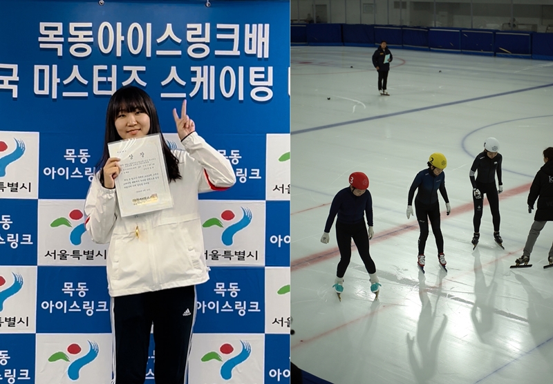 안승민 대원은 2022년 베이징 동계올림픽을 보고 쇼트트랙의 매력에 빠져 대회까지 참가한 적이 있다고 한다. 호기심에 일반인 동호회로 쇼트트랙을 했다고 말했지만 강한 체력과 더불어 스케이팅 실력이 제법 훌륭하다. (오른쪽 사진 하얀색 헬맷이 안승민 대원) / 본인 제공