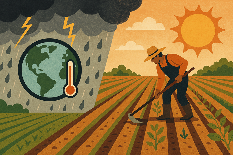 한국과학기술원(KAIST) 녹색성장지속가능대학원의 전해원 교수팀은 파리협정의 1.5도 목표 달성이 전 세계 농경지 면적을 감소시켜 식량난을 유발할 수 있다는 연구 결과를 발표했다./ 생성형 AI로 제작한 이미지