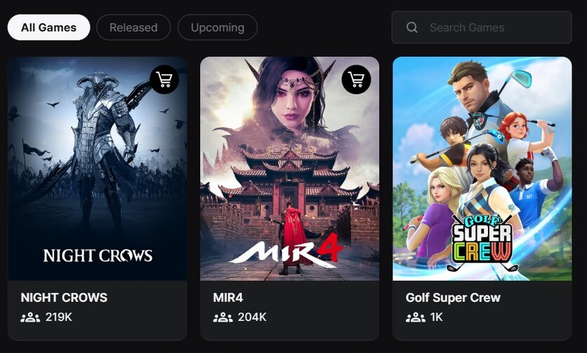 김 대표에 따르면 위메이드 게임 이외에도 외부 게임이 위믹스 플레이에 온보딩될 예정이다. / 위믹스 플레이 홈페이지