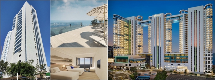 홈 마리나 속초 호텔(왼쪽)과 카시아 속초 호텔(오른쪽)은 강원도 속초 지역에 들어선 최초의 글로벌 호텔 체인 브랜드라는 점에서 소비자들의 관심이 높은 것으로 알려진다. 특히 홈 마리나 속초는 오픈 전 반얀그룹 창업자인 호권핑 회장이 직접 방문하는 등 그룹 차원에서 힘을 쏟은 호텔로 평가된다. / 홈 마리나 속초 호텔, 카시아 속초