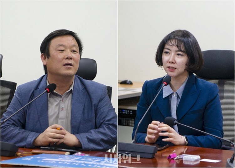 꿈수저청년장학기금을 운영하고 있는 민생경제연구소 안진걸(왼쪽)과 임세은 소장의 모습. / 사진=이민지 기자