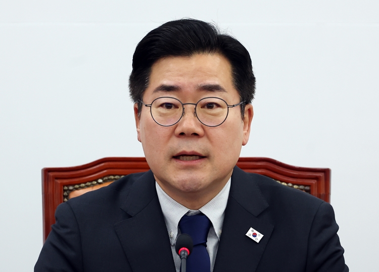 박찬대 더불어민주당 대표 직무대행 겸 원내대표가 29일 국회에서 열린 원내대책회의에서 발언하고 있다. / 뉴시스