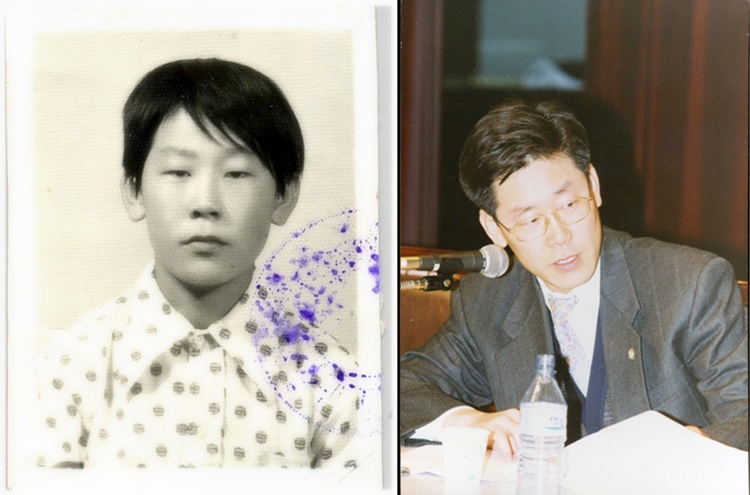 왼쪽 사진은 이재명 대통령이 1978년 고입 검정고시 시험 응시원서 사진이고, 오른쪽 사진은 이 대통령이 1990년대 중후반 인권 변호사 시절 어느 한 토론회장에서 모습. / 뉴시스
