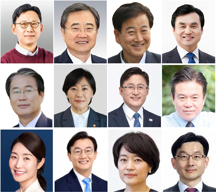 이재명 대통령이 23일 11개 부처 장관 후보자를 지명했다. 대통령실은 과학기술정보신부 장관 후보자에 배경훈(첫번째줄 왼쪽부터) LG AI연구원장, 외교부 장관 후보자에 조현 전 외교부 차관, 통일부 장관 후보자에 정동영 더불어민주당 의원, 국방부 장관 후보자에 안규백 더불어민주당 의원, 국가보훈부 장관 후보자에 권오을(두번째줄 왼쪽부터) 전 의원, 농림축산식품부 장관은 송미령 현 장관을 유임, 환경부 장관 후보자에 김성환 더불어민주당 의원, 고용노동부 장관 후보자에 김영훈 한국철도공사 기관사, 여성가족부 장관 후보자에 강선우(세번째줄 왼쪽부터) 더불어민주당 의원, 해양수산부 장관 후보자에 전재수 더불어민주당 의원, 중소벤처기업부 장관 후보자에 한성숙 전 네이버 대표를 지명, 국무조정실장에는 윤창렬 LG글로벌 전략개발원장을 임명했다고 밝혔다. / 대통령실 제공