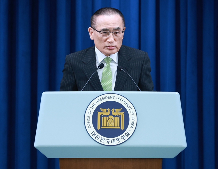 위성락 국가안보실장이 지난달 15일 서울 용산구 대통령실 브리핑룸에서 G7 정상 외교 관련 브리핑을 하고 있다. / 뉴시스