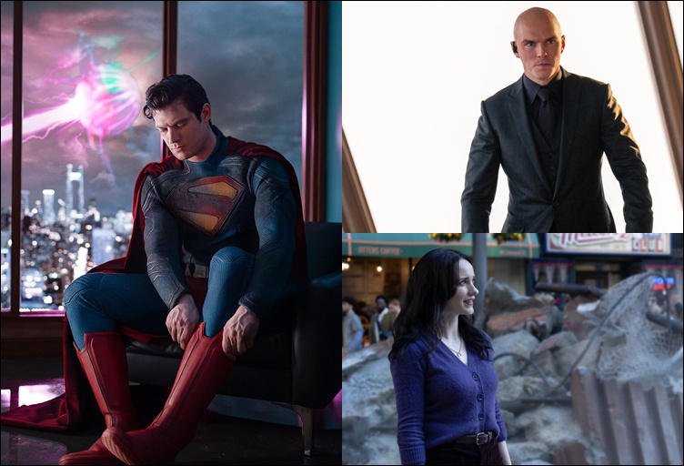 새로운 ‘슈퍼맨’을 완성한 데이비드 코런스웻(왼쪽)과 니콜라스 홀트(오른쪽 위), 레이첼 브로스나한. / 워너브러더스 코리아