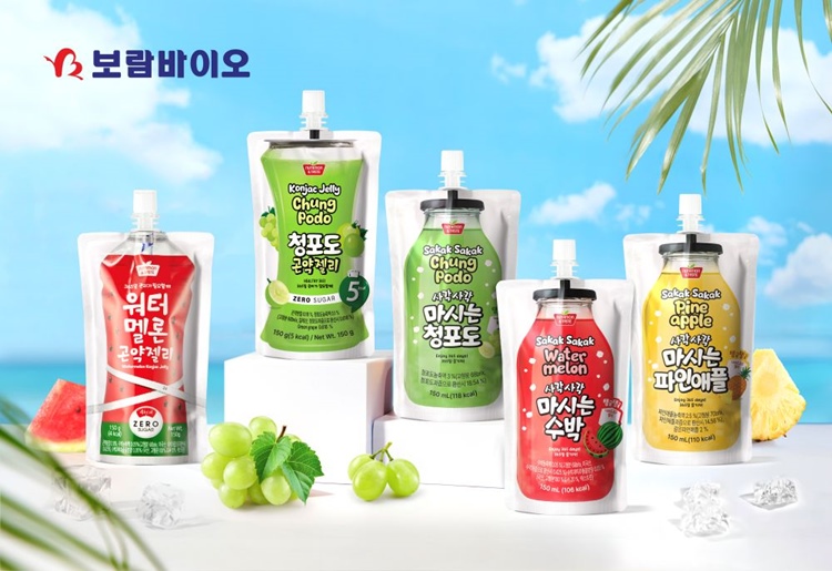 보람바이오의 건강음료 기술력과 소비자 니즈가 조화롭게 반영돼 ‘사각사각 마시는 청포도’, ‘사각사각 마시는 파인애플’, ‘청포도 곤약젤리’ 3종이 출시됐다. / 보람바이오
