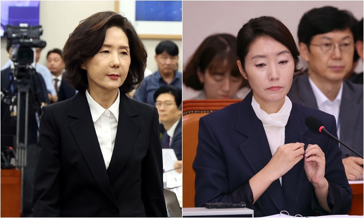 이재명 대통령이 이진숙 교육부 장관 후보자에 대한 지명을 철회했다.  반면 강선우 여성가족부 장관 후보자에 대해선 임명을 강행할 것으로 보인다. 사진은 이진숙 교육부 장관 후보자(왼쪽)와 강선우 여성가족부 장관 후보자(오른쪽) / 뉴시스 