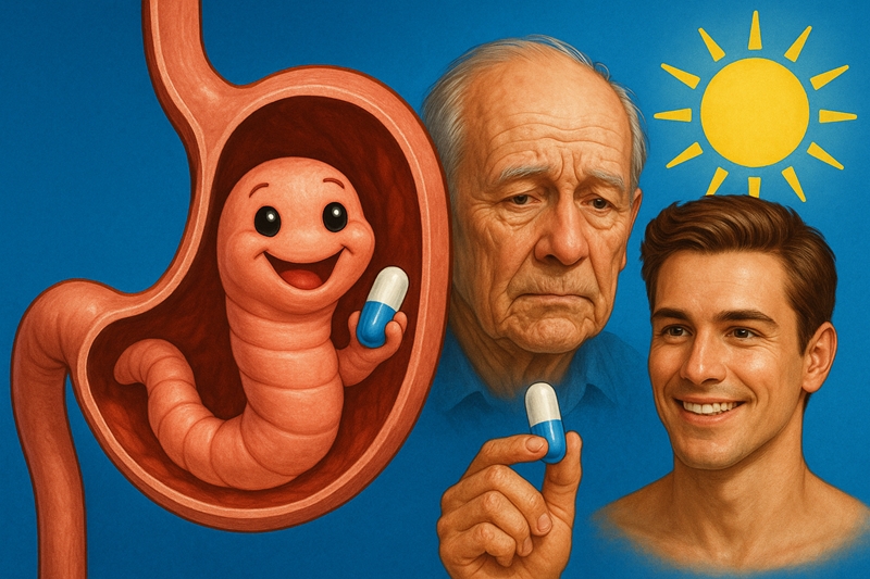 한국식품연구원(식품연)은 ‘약물 재창출(drug repositioning)’ 전략을 이용, ‘니클로사마이드’로 노쇠의 완화와 신체 기능 저하 예방이 가능하다는 연구결과를 7일 발표했다. 니클로사마이드는 원래 촌충 감염 치료를 목적으로 개발된 약물이다. 우리에겐 ‘구충제’로 잘 알려져 있다. 때문에 오랜 사용을 통해 높은 안전성이 입증됐다./ 생성형 AI로 제작한 이미지