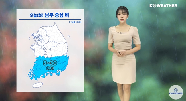화요일인 오늘(12일) 남부지방을 중심으로 비가 내리겠다. / 케이웨더