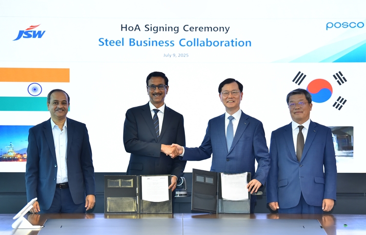포스코그룹이 인도 1위 철강사인 JSW그룹과 본격적 사업 협력을 위한 HOA(Non-Binding Heads of Agreement, 주요 조건 합의서)를 체결했다. / 포스코홀딩스