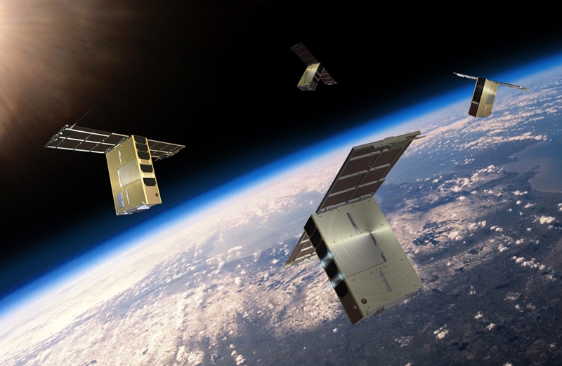 한국천문연구원이 개발한 큐브위성 ‘큐브위성 도요샛(SNIPE, Small-scale magNetospheric and Ionospheric Plasma Experiment)’. 슈퍼태양폭풍이 전 지구에 미치는 영향을 관측, 분석한다. 이 큐브위성 전력공급원은 태양전지로 드림스페이스월드에서 개발했다./ 한국천문연구원