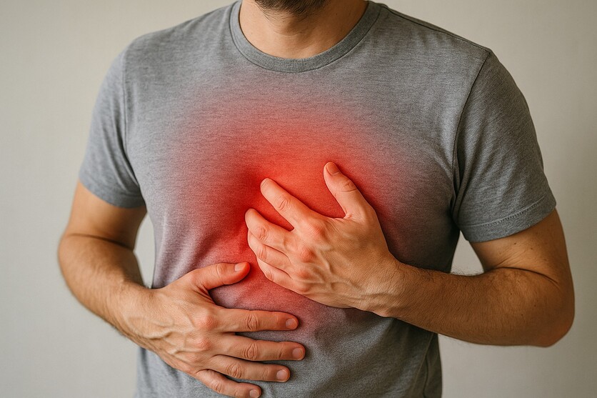 역류성 식도염의 원인은 결국 과도한 위산 분비가 발생해 식도로 역류하기 때문이다. 즉, 공복의 커피로 위 점막이 자극될 경우 역류성 식도염이 발생할 수도 있다./ 생성형 AI로 제작한 이미지